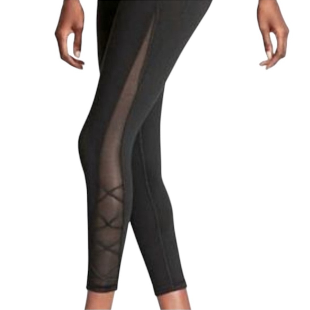 Victoria's Secret black mesh lace up incredible essential leggings high rise S - Picture 2 of 12
